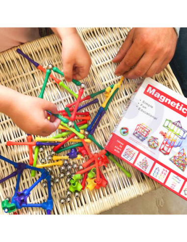 Lodër ndërtimi magnetike WOOPIE Magnetic Construction Blocks Puzzle, 110 pjesë, set 4 copë, shumëngjyrëshe