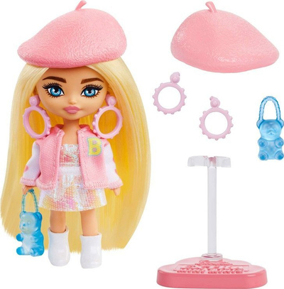 Kukull Barbie Extra Mini Minis, 8cm, flokë bjonde, me beretë