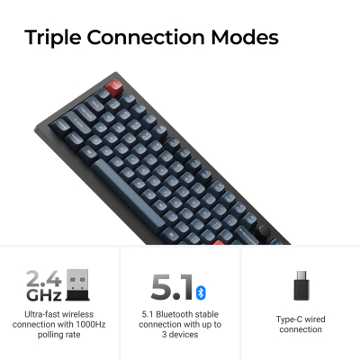 Tastierë Keychron V6 Max QMK/VIA, e zezë