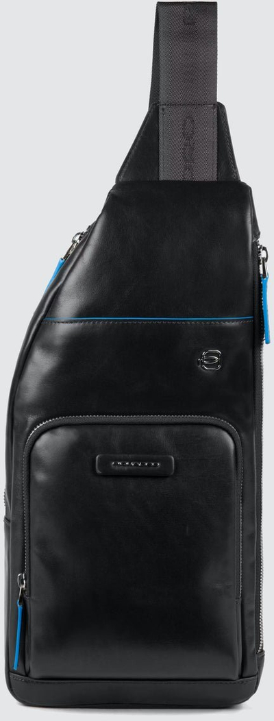 Çantë crossbody Piquadro B2V Blue Square, ndarje për iPad Mini, 36 cm, e zezë