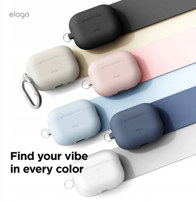 Etui silikoni Elago për AirPods Pro 3, me karabinë, rri fiks, i zi