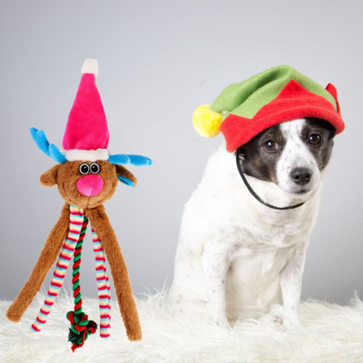 Lodër për qen Dingo Christmas Reindeer Rope, pelush me litar, 50cm, shumëngjyrëshe