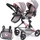 Колица играчка за кукли Bayer Twin Doll Neo Pram, близначки, многубоени