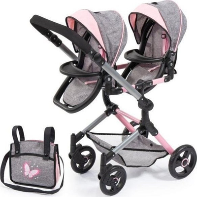 Колица играчка за кукли Bayer Twin Doll Neo Pram, близначки, многубоени