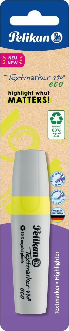Marker theksues Pelikan Highlighter 490 Eco, neon i verdhë, 1 copë