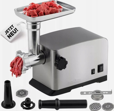 Makine grirëse mishi Profi Cook PC FW 1272, 1200W, aksesorë sallami dhe kebbe, e argjendtë