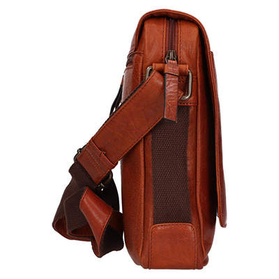 Çantë crossbody Lagen prej lëkure për meshkuj, kafe