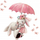 Sticker muri Sipo Bunnies with umbrella, dekor për dhomë fëmijësh, PVC, shumëngjyrësh
