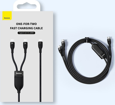 Kabllo karikimi Baseus 2 në 1 USB C, 100W PD, 1.5m, e zezë