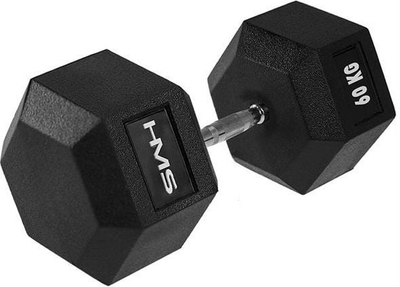 Hantellë HMS HEX PRO, 60 kg, gjashtëkëndore, e zezë