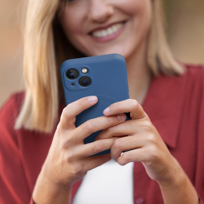Maskë silikoni OEM MagSafe për iPhone 14, blu