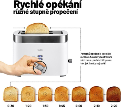Toster Lauben T17WS, 2 feta, 7 nivele pjekjeje, i bardhë
