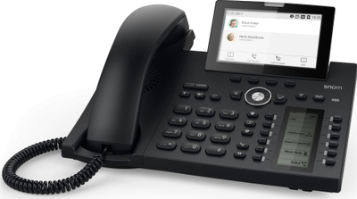Telefon VoIP Snom D385, me ekran me ngjyra, zë HD, i zi
