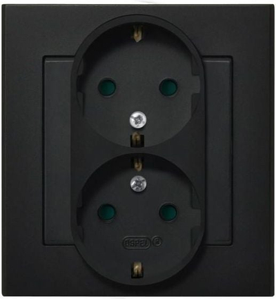 Prizë dyshe Schuko Ospel Sonata GP-2RSP/33, me perde mbrojtëse, e zezë metalike