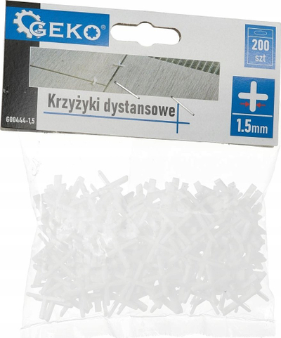 Kryqa distancues për pllaka Geko, 1.5 mm, paketim 200 copë, të bardhë