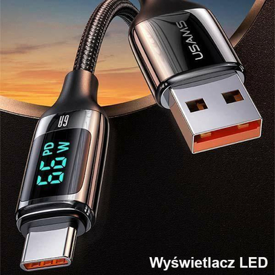 Kabllo USB Usams US-SJ572, USB-A me USB-C, 1.2m, 6A, e zezë