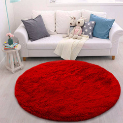 Tapet rrumbullak Strado Shaggy Round, 160 cm, poliestër, i kuq