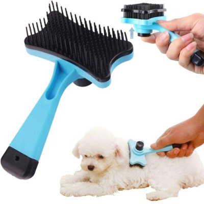 Krehër për qen e mace Pets Collection, vetëpastrues, me dhëmbëza plastike, blu