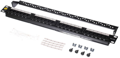 Панел пач NetRack 19\", 24 порти, Cat.6 UTP, црн