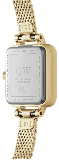 Orë dore për femra Daniel Wellington Micro Quadro Mini Evergold Blush DW00100655, e artë