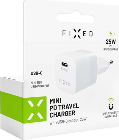 Karikues muri FIXED PD Rapid Charge Mini, 25W, USB C, i bardhë