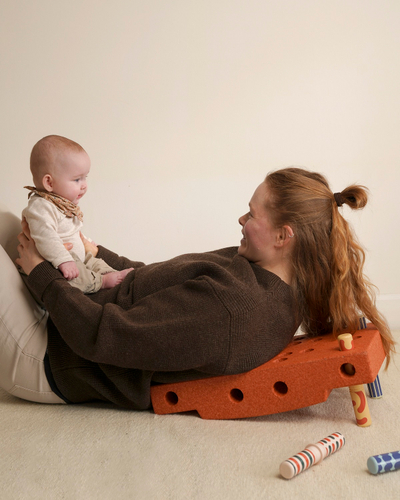 Set aktiviteti për bebe MODU Baby, 12 aktivitete, 0–12 muaj, portokalli e djegur jeshile e zbehtë