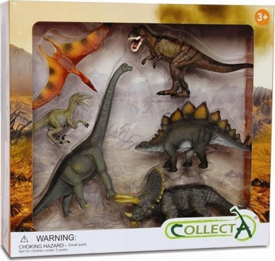 Set lodrash CollectA Prehistory Dinosaur Playset 265, 6 figura, për kalamaj 3+