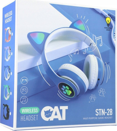 Kufje Protect Cat Ears, Bluetooth, RGB, të kaltra