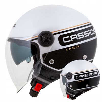 Helmetë moto Cassida Handy Plus Linear Jet, demi jet, ECE 22.06 DOT, e bardhë
