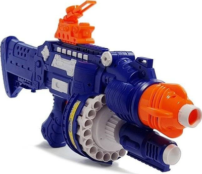 Pushkë lodër Leantoys Fighter me fishekë shkumë, karikator rrotullues, blu portokalli