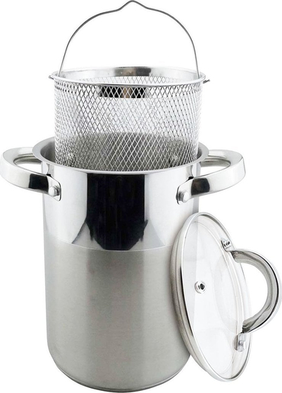 Tenxhere Brunbeste per shpargje 4.2L, inoks, me kapak qelqi