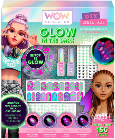 Сет за маникир WoW Generation Glow In The Dark WOW00157, над 150 парчиња, за нокти што светат во темнина, повеќебоен