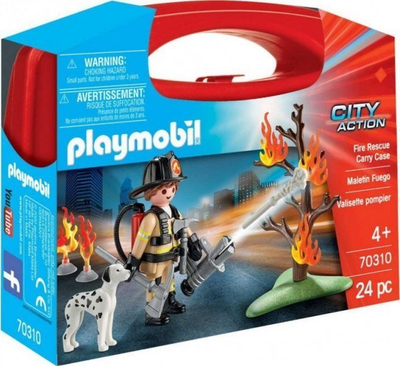 Set lodrash Playmobil City Action Fire Rescue, me kuti transporti, 24 pjesë, i kuq