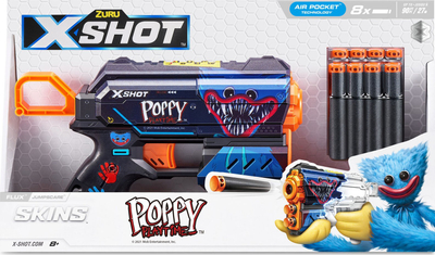 Armë lodër ZURU X-Shot Poppy Playtime Flux Jumpscare, me bateri, 8 shigjeta shkumë, shumëngjyrëshe