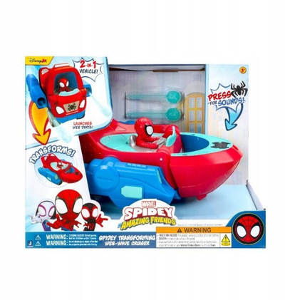Set lojërash Marvel Spidey Web-Wave Cruiser, automjet 2 në 1, me shigjeta web, kuq e kaltër