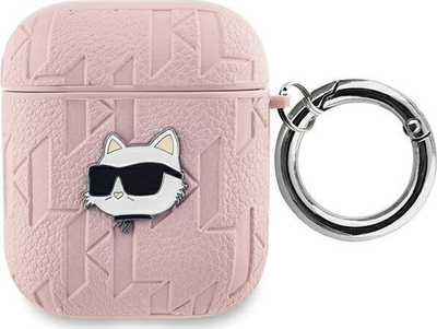 Футрола Karl Lagerfeld PU Embossed Choupette Head за AirPods 1/2, силикон, розова