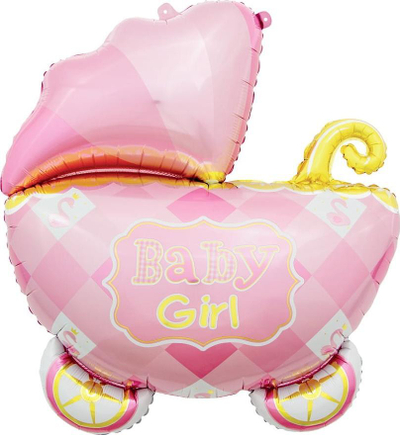 Balon foli karrocë për gocë bebe, 60 cm, për helium, rozë