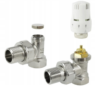 Set termostatik Ferro Z497, 1/2", këndor, me kokë termostatike