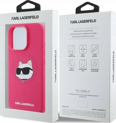 Futrollë telefoni Karl Lagerfeld Choupette për iPhone 16 Pro, MagSafe, rozë