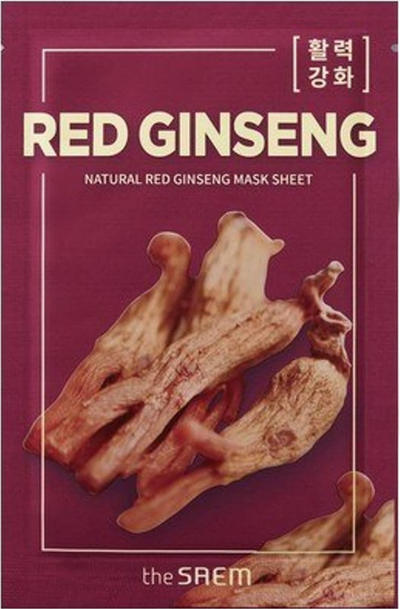 Maskë fytyre The Saem Natural Mask Sheet Red Ginseng, njëpërdorimshme, me xhensen të kuq