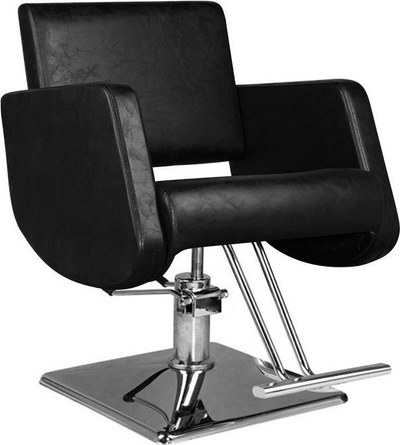 Karrige parukerie Hair System SM376, tapiceri nga eko lëkurë, bazë kromi, e zezë