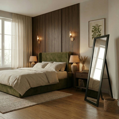 Pasqyrë qëndrore Edaxo VIVID, 170 x 50 cm, kornizë MDF, kornizë e zezë