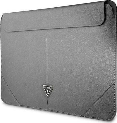 Futrollë Guess Sleeve GUCS14PSATLG për laptop 13-14", lëkurë Saffiano, ngjyrë argjendtë