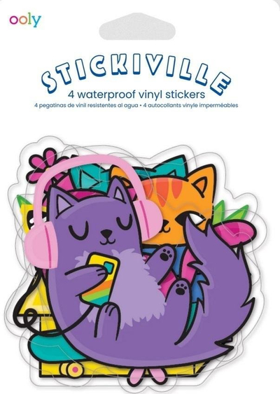 Ngjitëse vinili Ooly Stickiville Silly Kitties, set 4 copë, që s’i hyn uji, shumëngjyrëshe