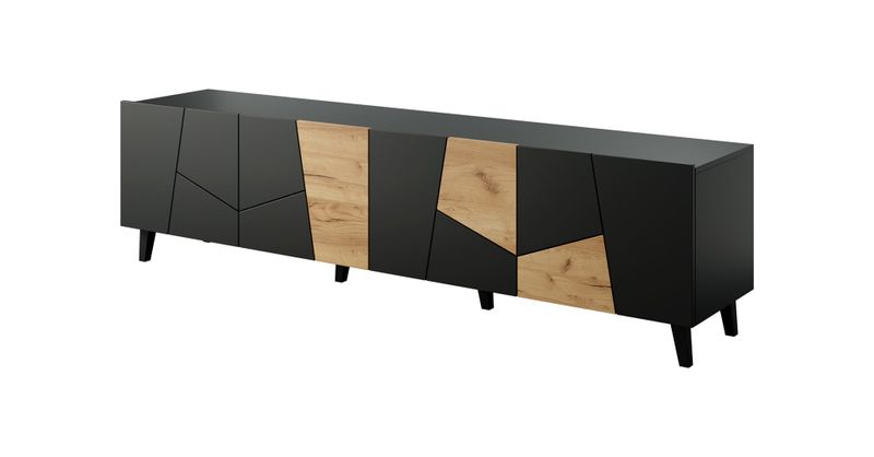 Komi TV Cama Meble Etna, 200 cm, chipboard MDF, e zezë artisan oak