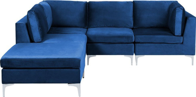 Kolltuk këndor Beliani Evja, 4 vende, kadife, blu