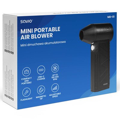 Fshesë me ajër Savio MD-01, 60W, 7.4V, 140 km/h, bateri Li-Ion