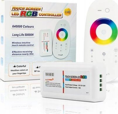 Kontrollues LED RGB RF FUT025, 12–24V, me telekomandë, i bardhë