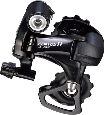 Pроменувач на брзини за велосипед Microshift Centos, 11 брзини, 2x11, компатибилен со Shimano, црн