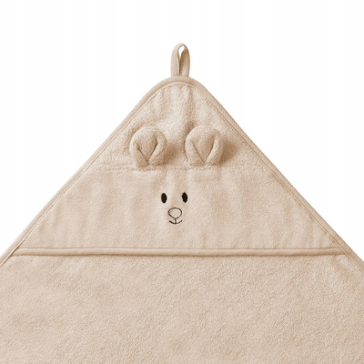 Peshqir bebe me kapuç Bamboo, 100x100cm, material bambu pambuk, bezhë e errët